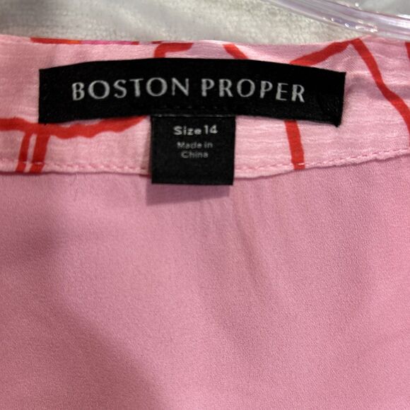 Boston Proper Blooming Outlines Print Button Up Ruffle Flounce Dress Pink 14 NWT - Picture 13 of 16